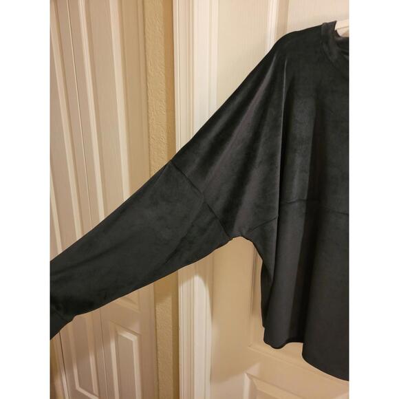 Pink Victoria's Secret Black Velor Oversize Crew Neck Sweater FREE SHIPPING - Picture 3 of 4